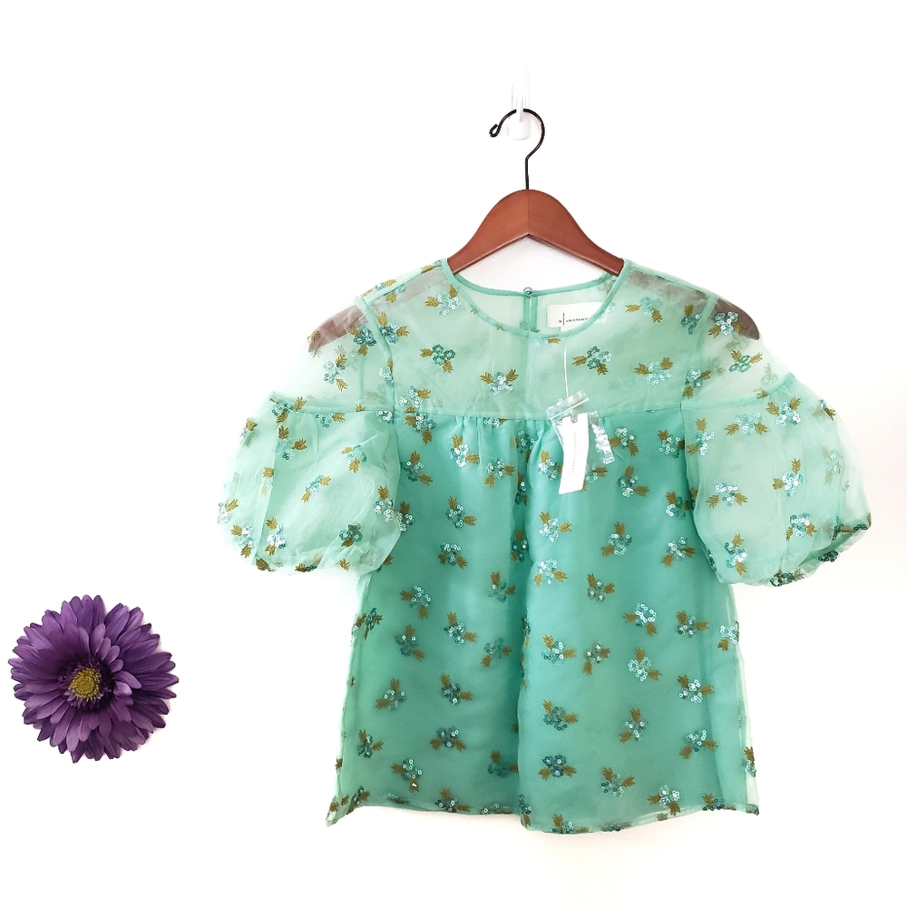 Anthropologie Sabine Beaded Blouse Size 00 NWT